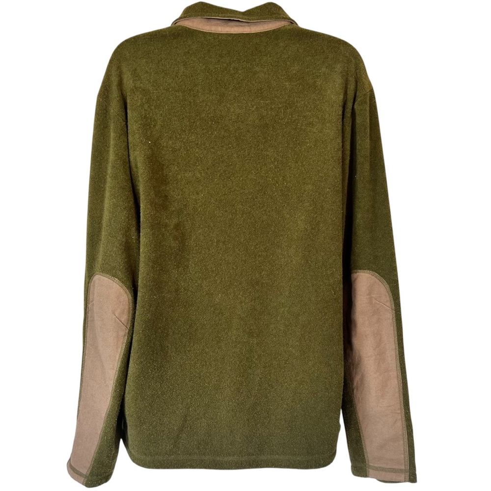 Kavu Green/Tan Men's Terry Fleece Jacket Zip Pocket Elbow Patches - Picture 10 of 10
